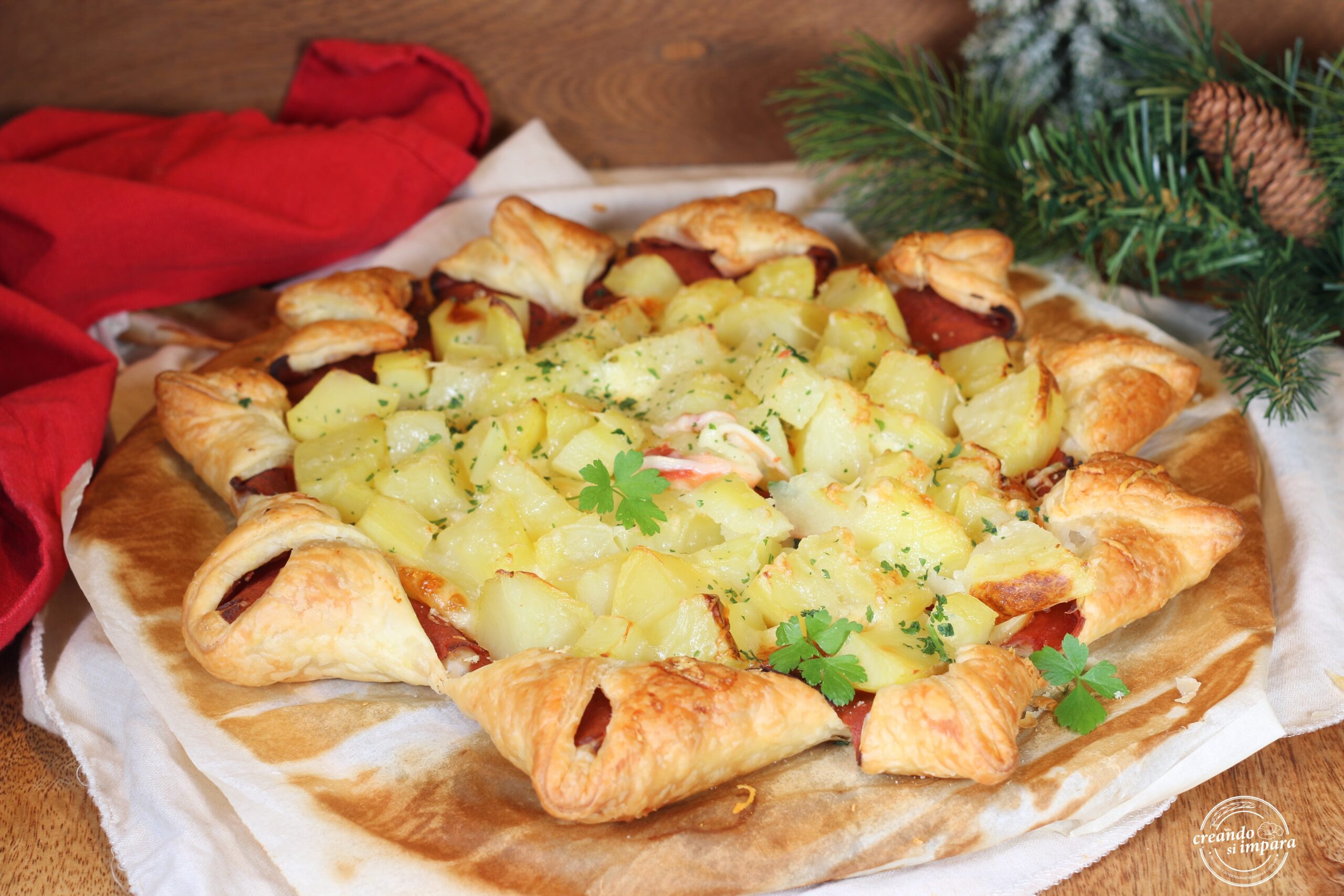 Estrella de hojaldre con patatas