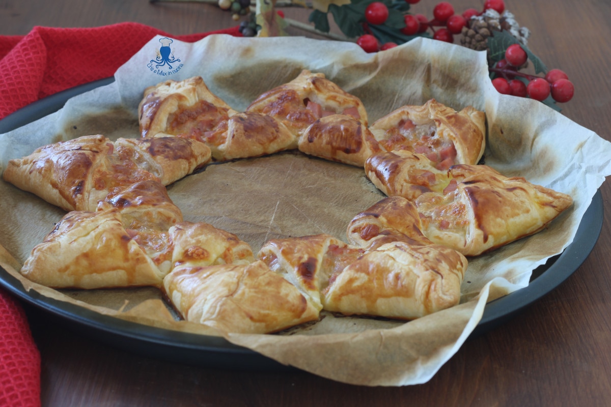 Estrella de hojaldre jamón y mozzarella