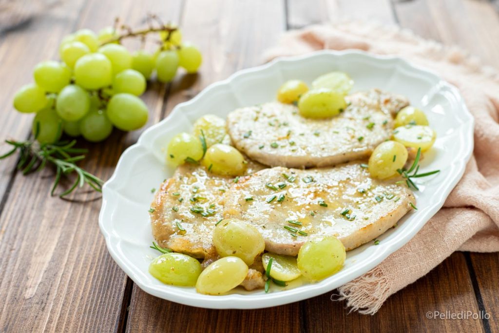 filetes de lomo con uvas