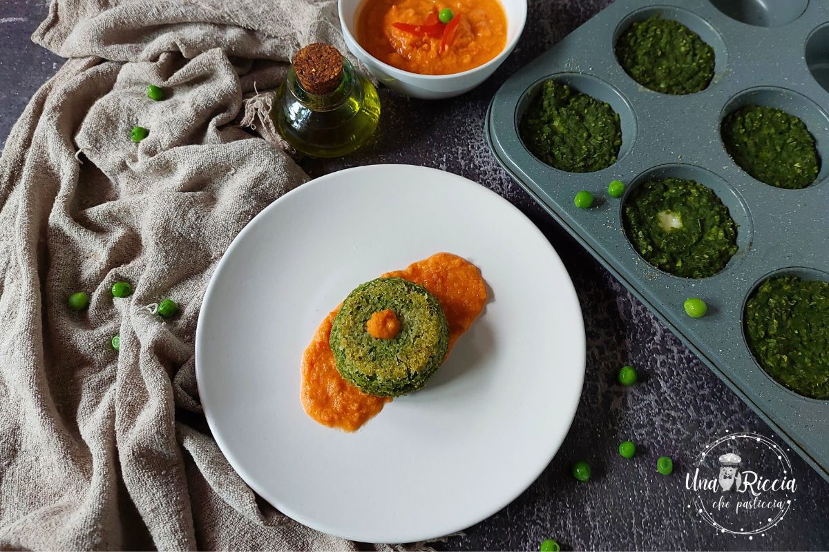 Flanes de guisantes con corazón fundente sin huevos