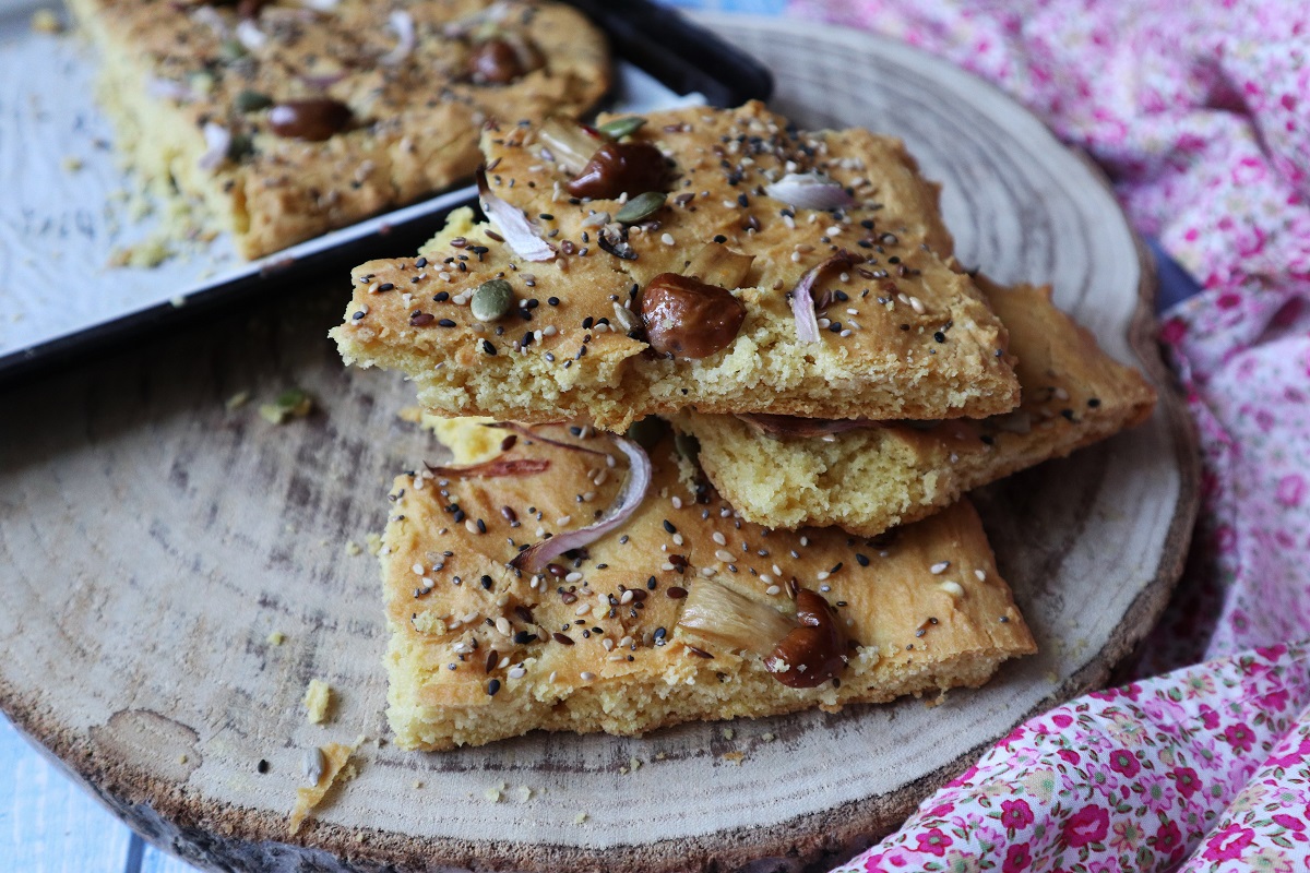 Focaccia proteica con harina de garbanzo