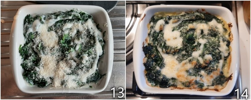 g. hacer gratinar las espinacas en el horno