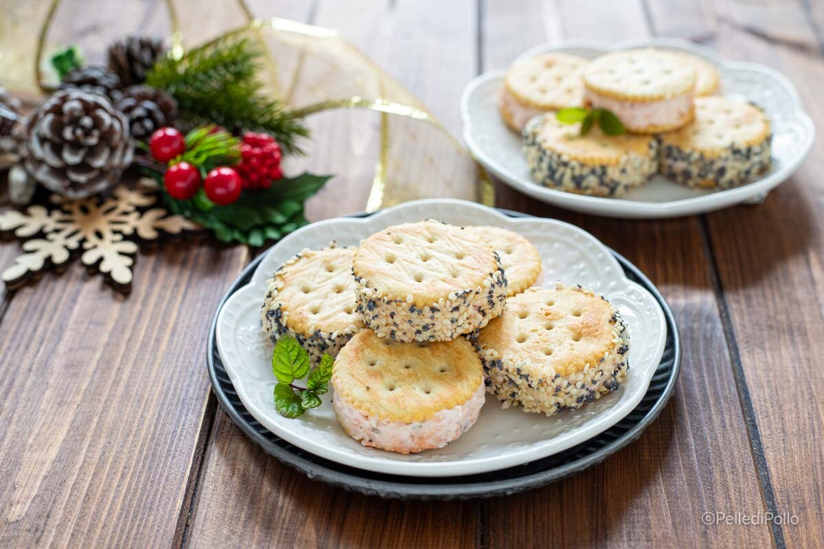 Galletas saladas rellenas de salmón