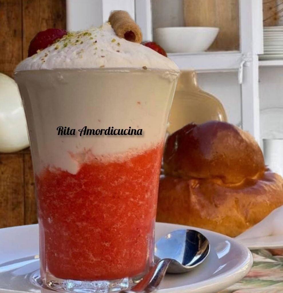 Granizado siciliano de fresas y nata