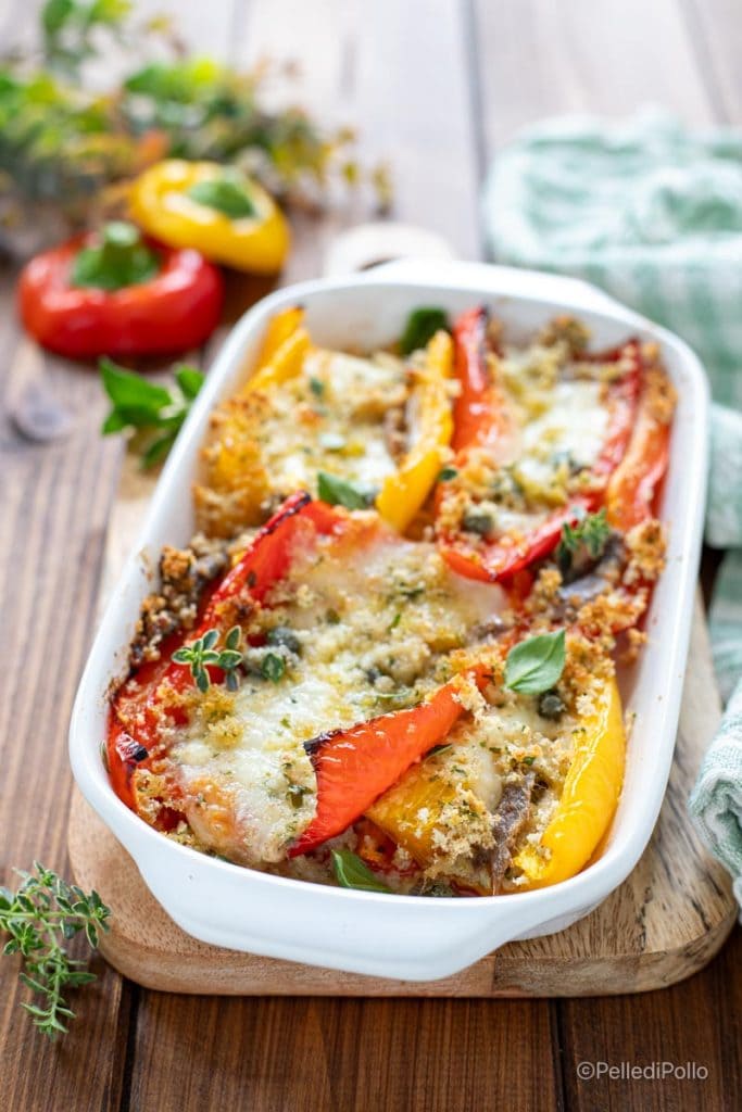 pimientos gratinados con mozzarella