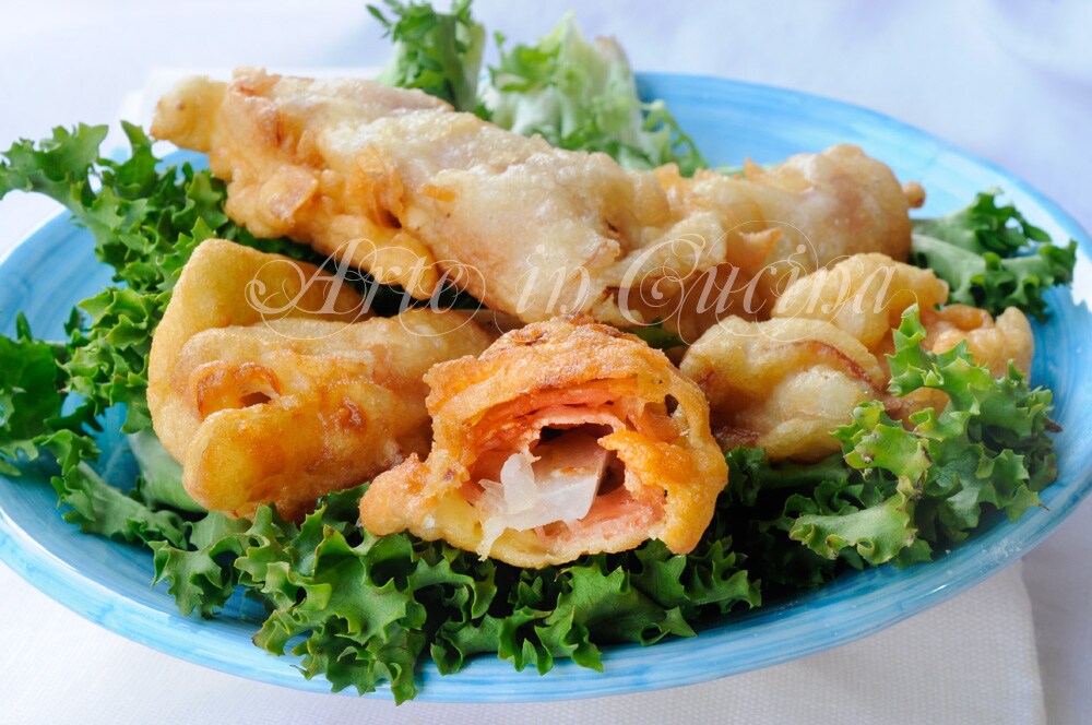 Hinojos fritos en tempura con jamón rápidos