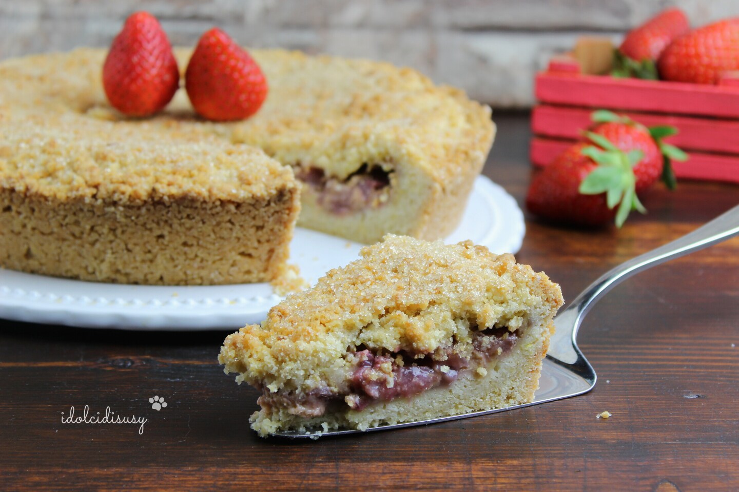 Crumble de fresas y crema pastelera
