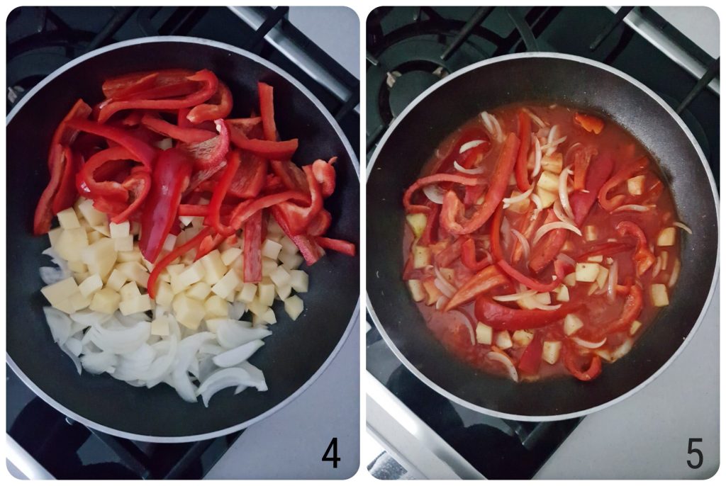 ensalada de pimientos y patatas guisadas