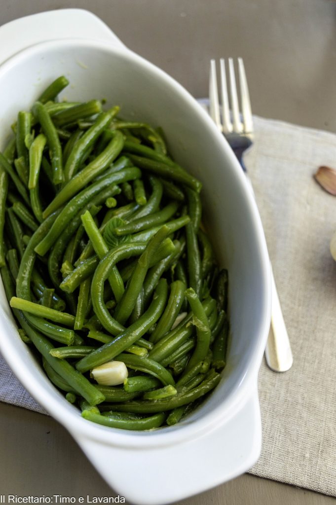 judías verdes con menta y ajo