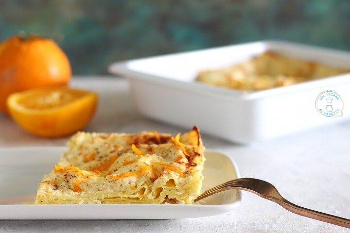 Lasaña con ricotta y naranja