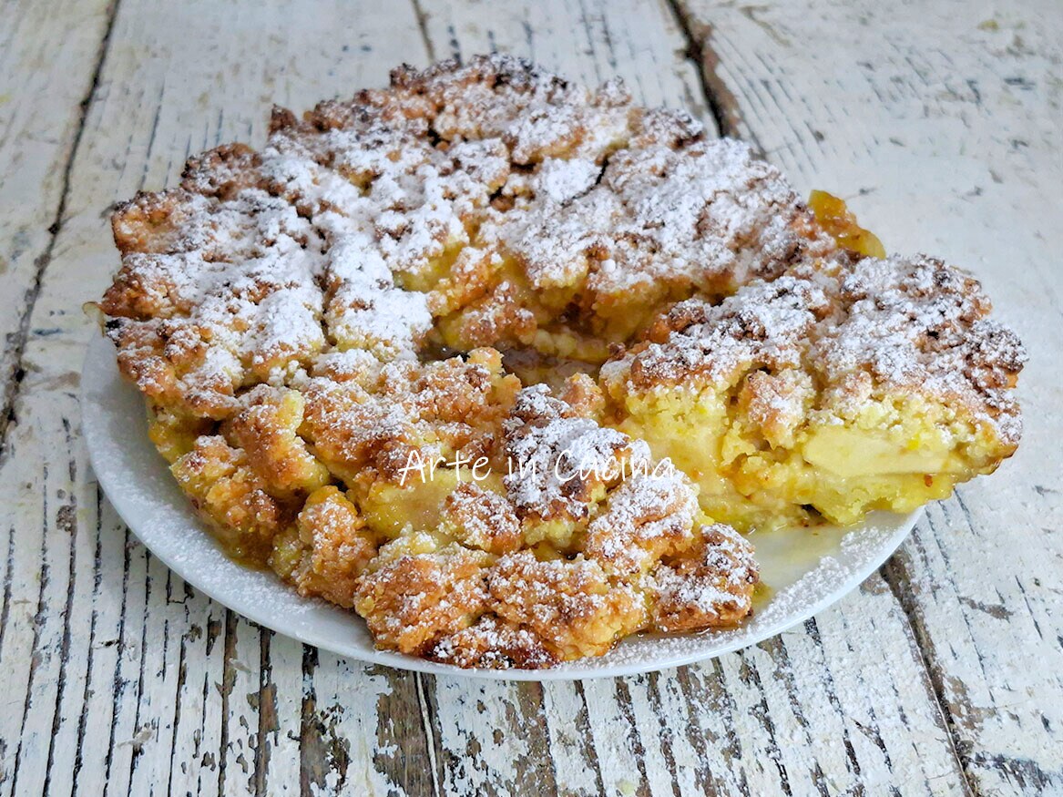 TARTA de MIGAS MANZANAS y MERMELADA sin mantequilla