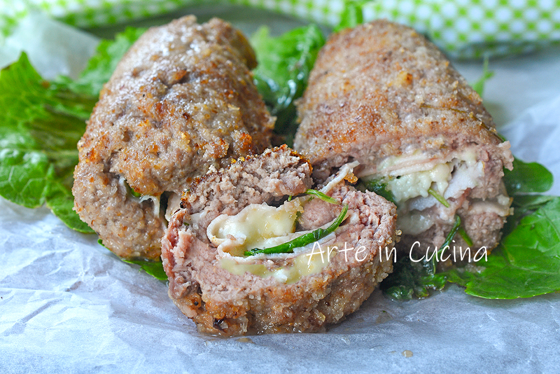 Mini rollos de carne jamón y rúcula