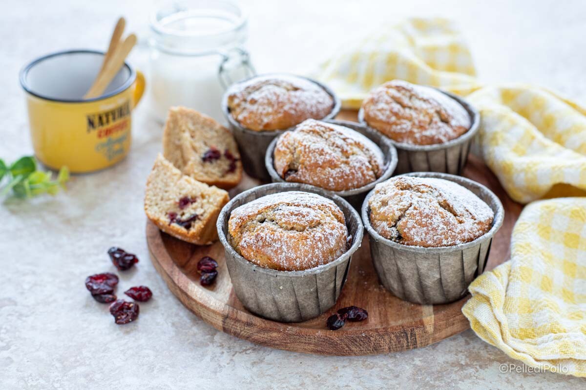 Muffins integrales con arándanos rojos