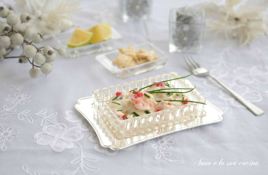 Gambas cremosas con cebollino