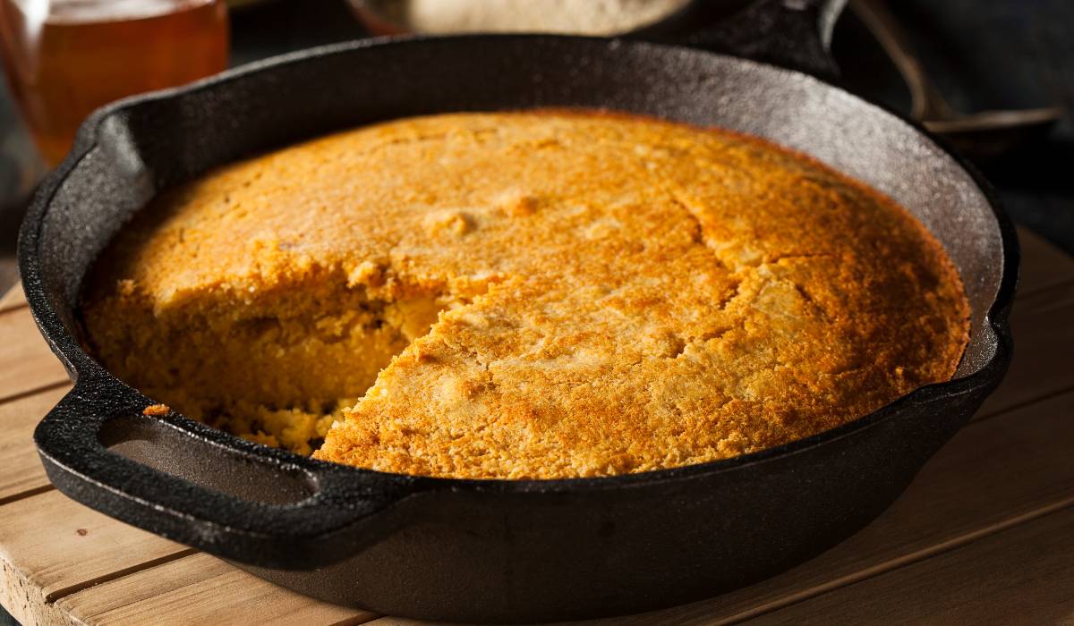 Pan de maíz con melocotones