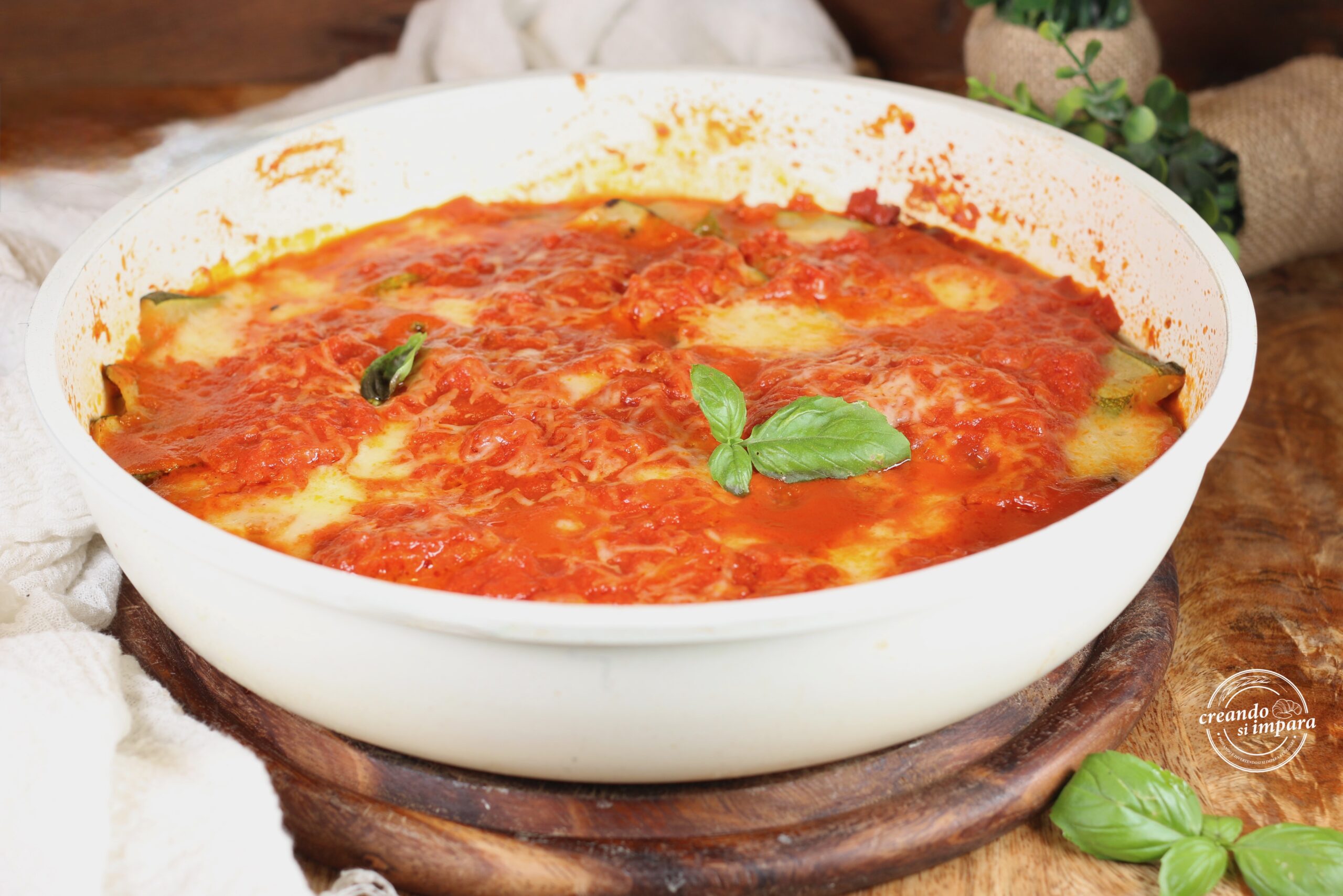 parmigiana de calabacín en sartén