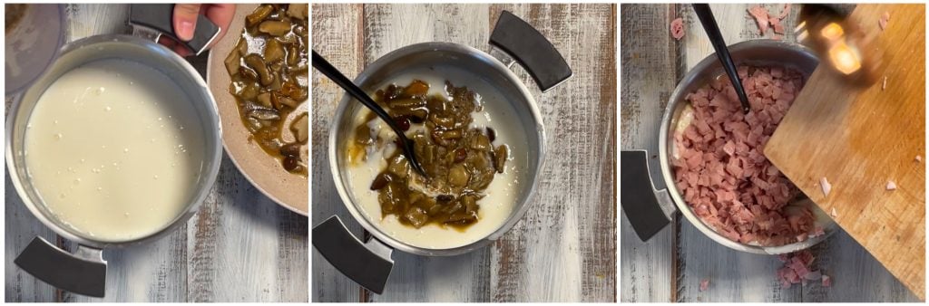 Canelones jamón y champiñones