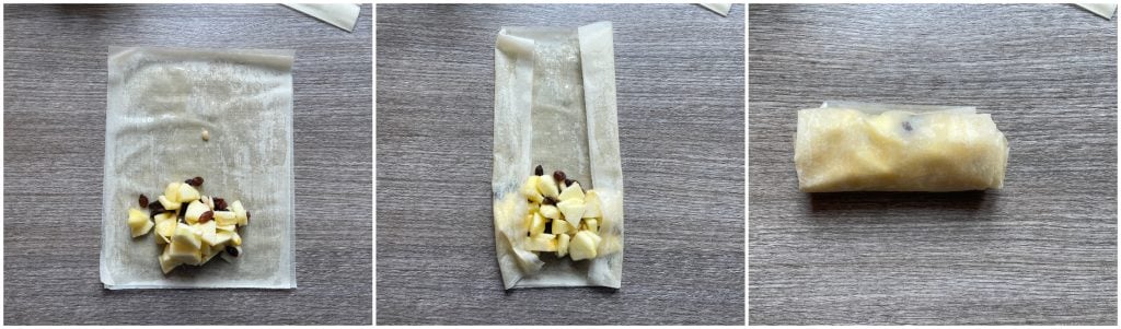 Paquetitos de manzana con masa filo