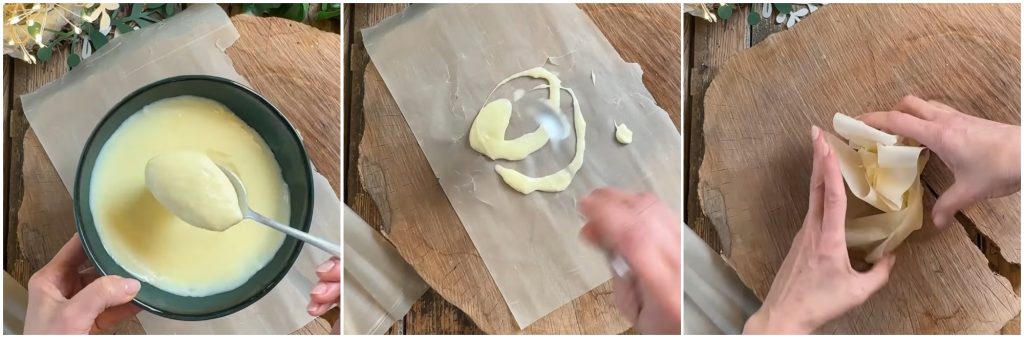 Pastel de masa filo y crema en freidora de aire
