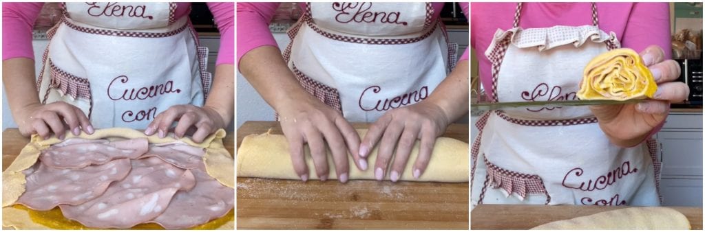 Rollitos de lasaña de calabaza y mortadela