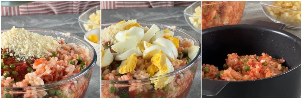 Timbal de arroz con tomate en microondas