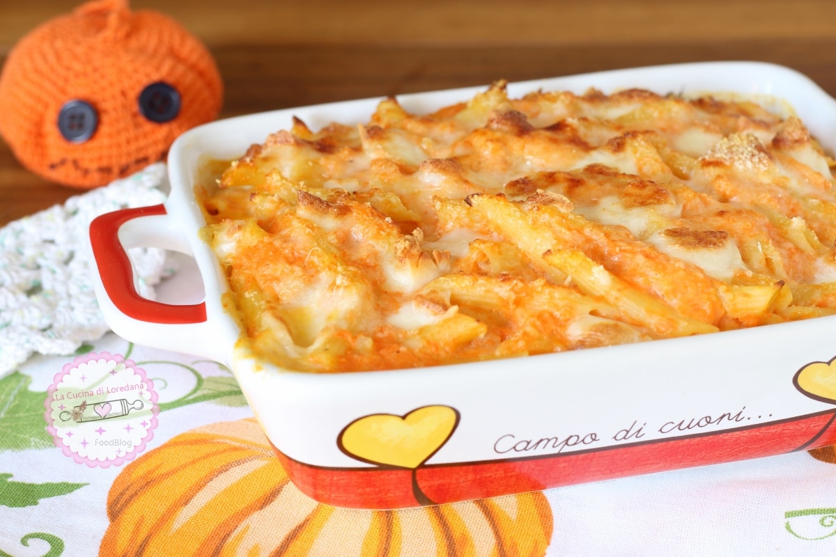Pasta al horno con calabaza
