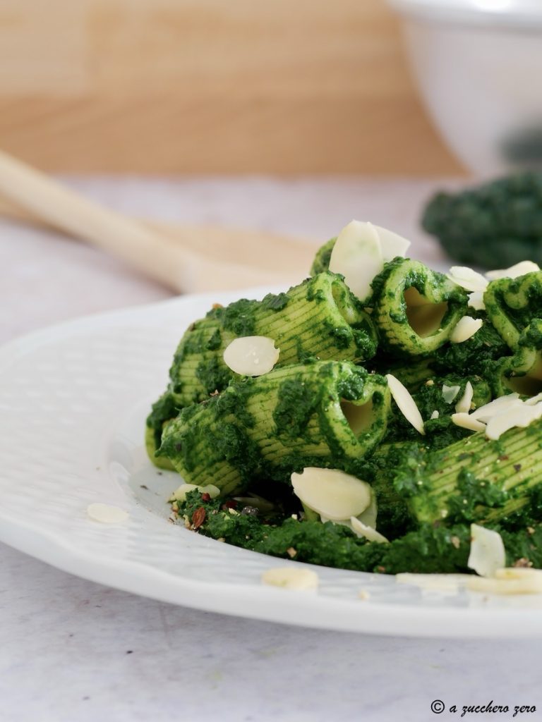 pasta con pesto de col rizada light y sin queso