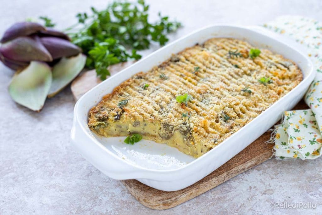 pastel de alcachofas y patatas