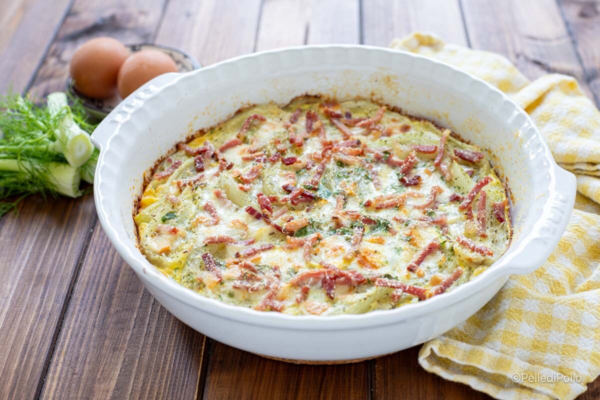 Pastel de hinojo con speck y scamorza