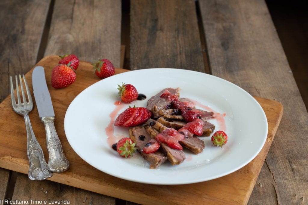 pechuga de pato en salsa de fresas