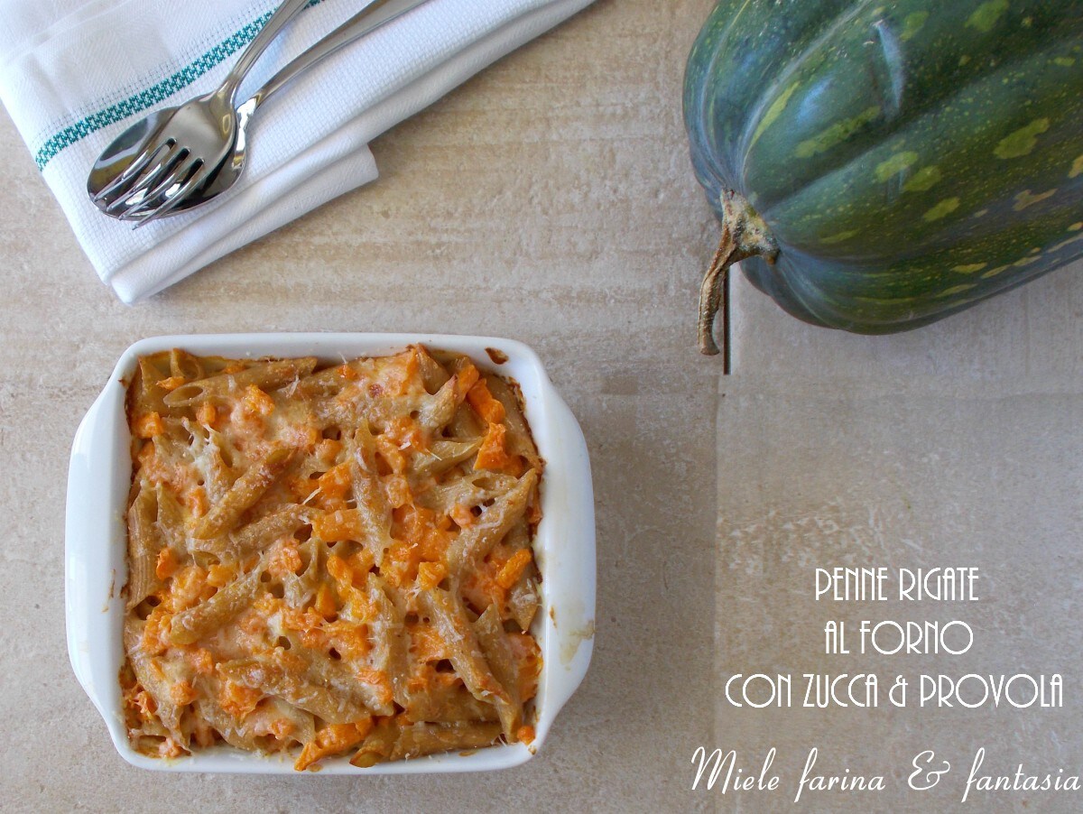 Penne rigate al horno con provola y calabaza