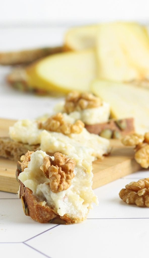 Crema de gorgonzola peras y nueces
