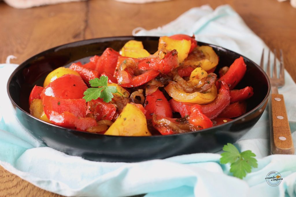 pimientos caramelizados con cebollas