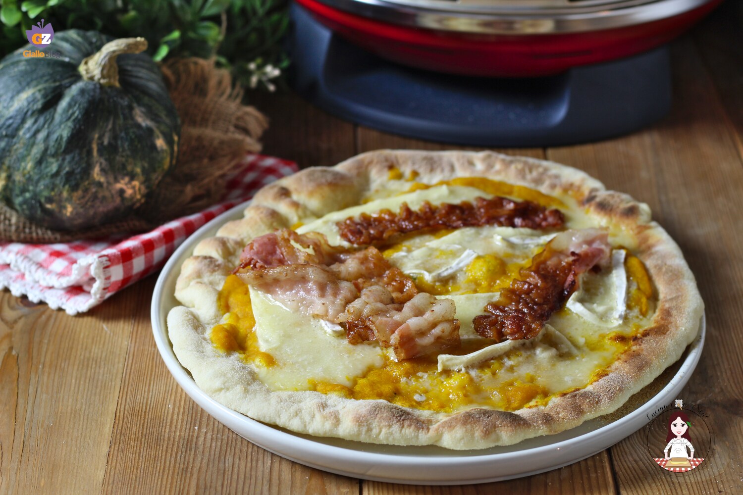 Pizza con calabaza y panceta
