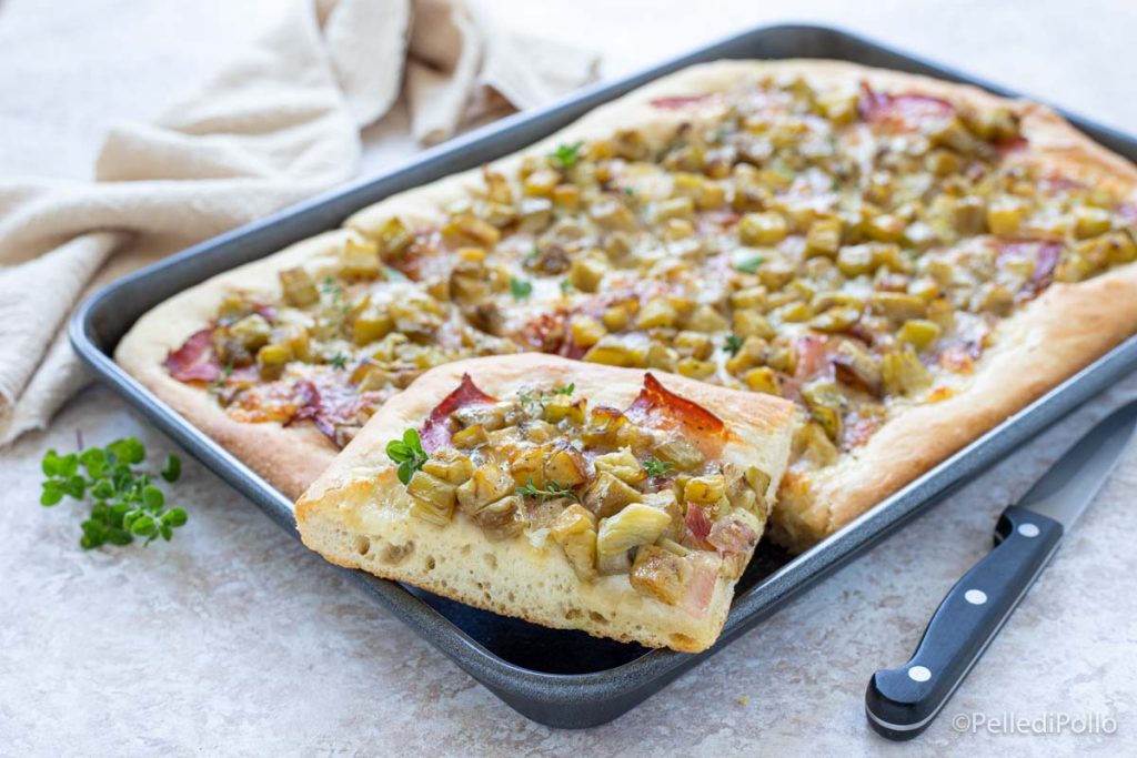 pizza con berenjenas y speck