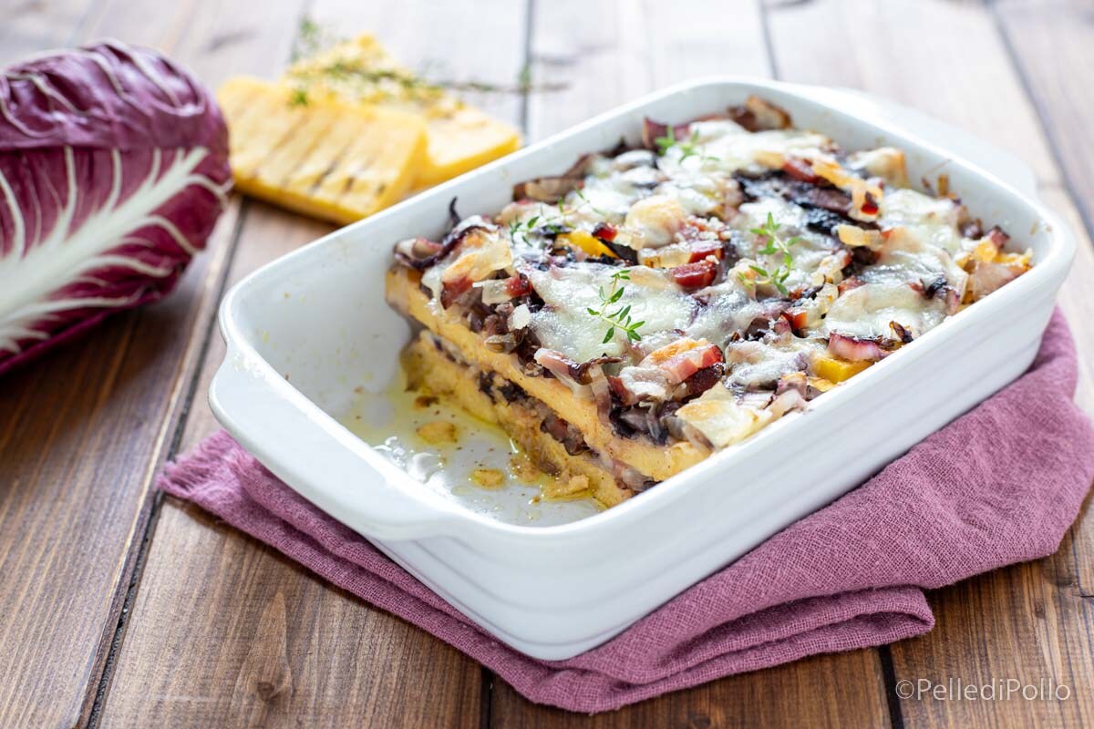 Polenta con achicoria al horno