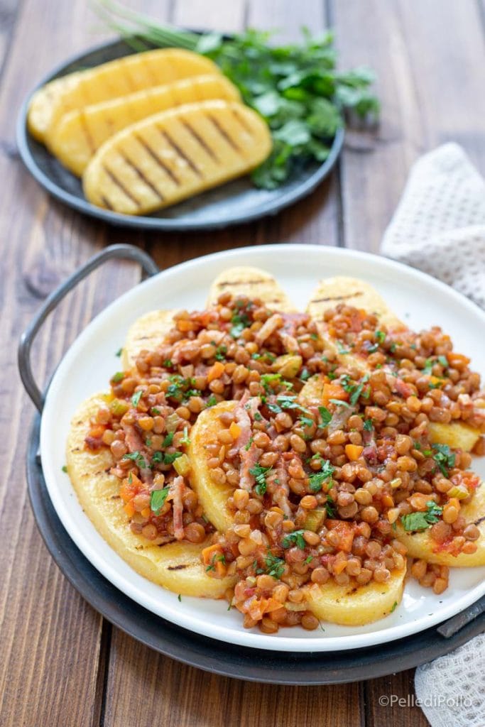 polenta y lentejas