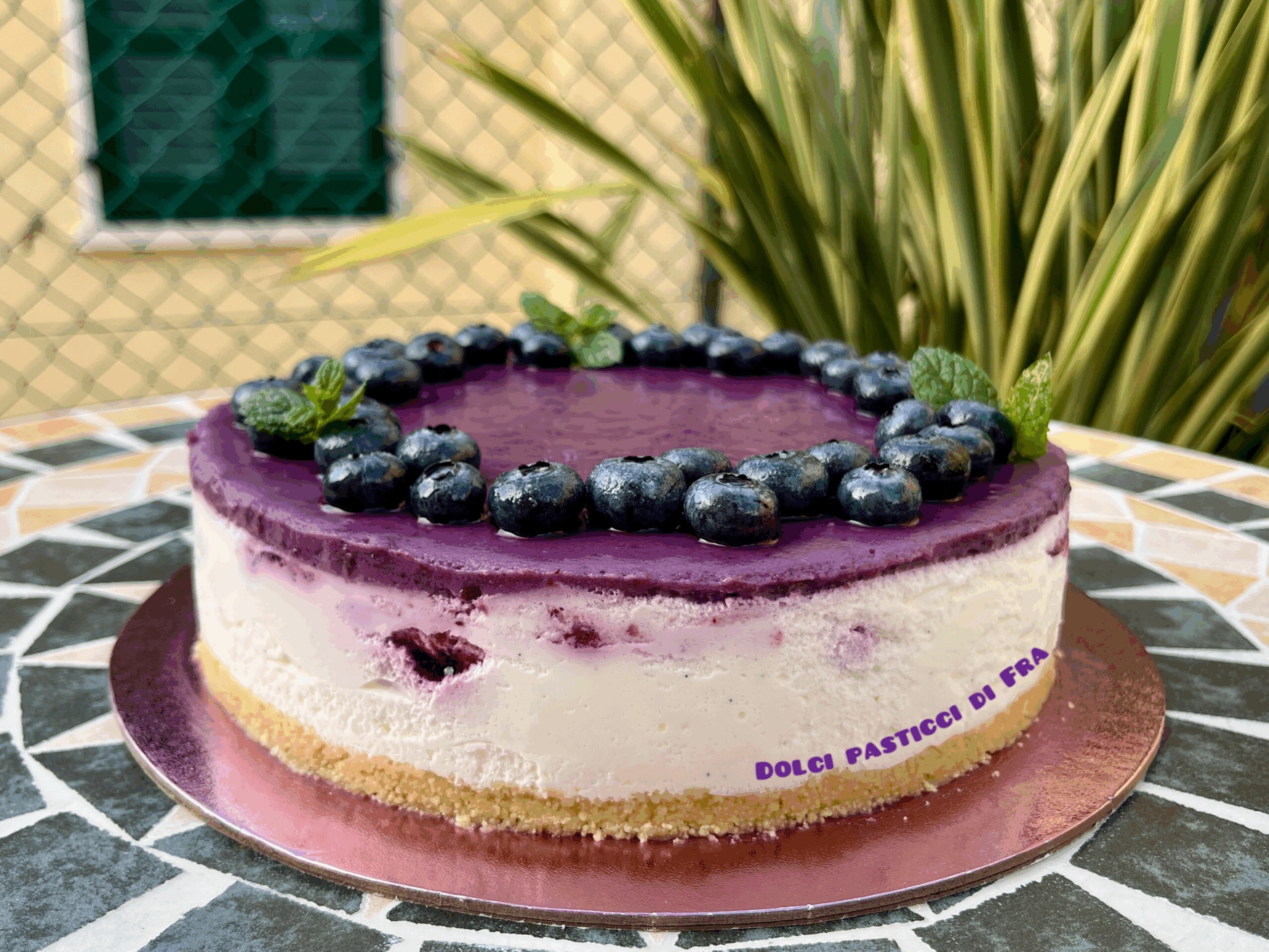 Tarta fría de arándanos
