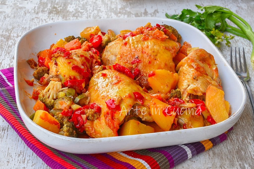 Pollo a la hortelana en sartén