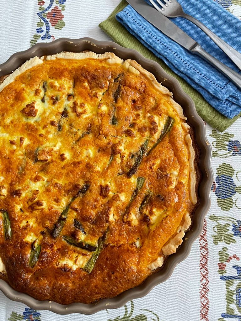 quiche de espárragos asados