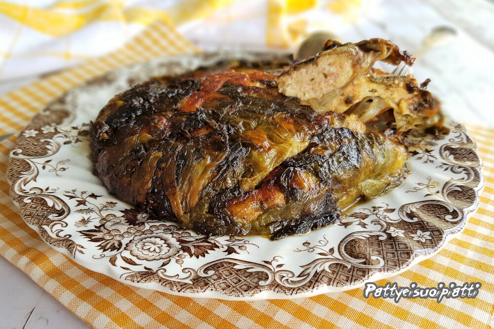 escarola rellena y cocinada en sartén