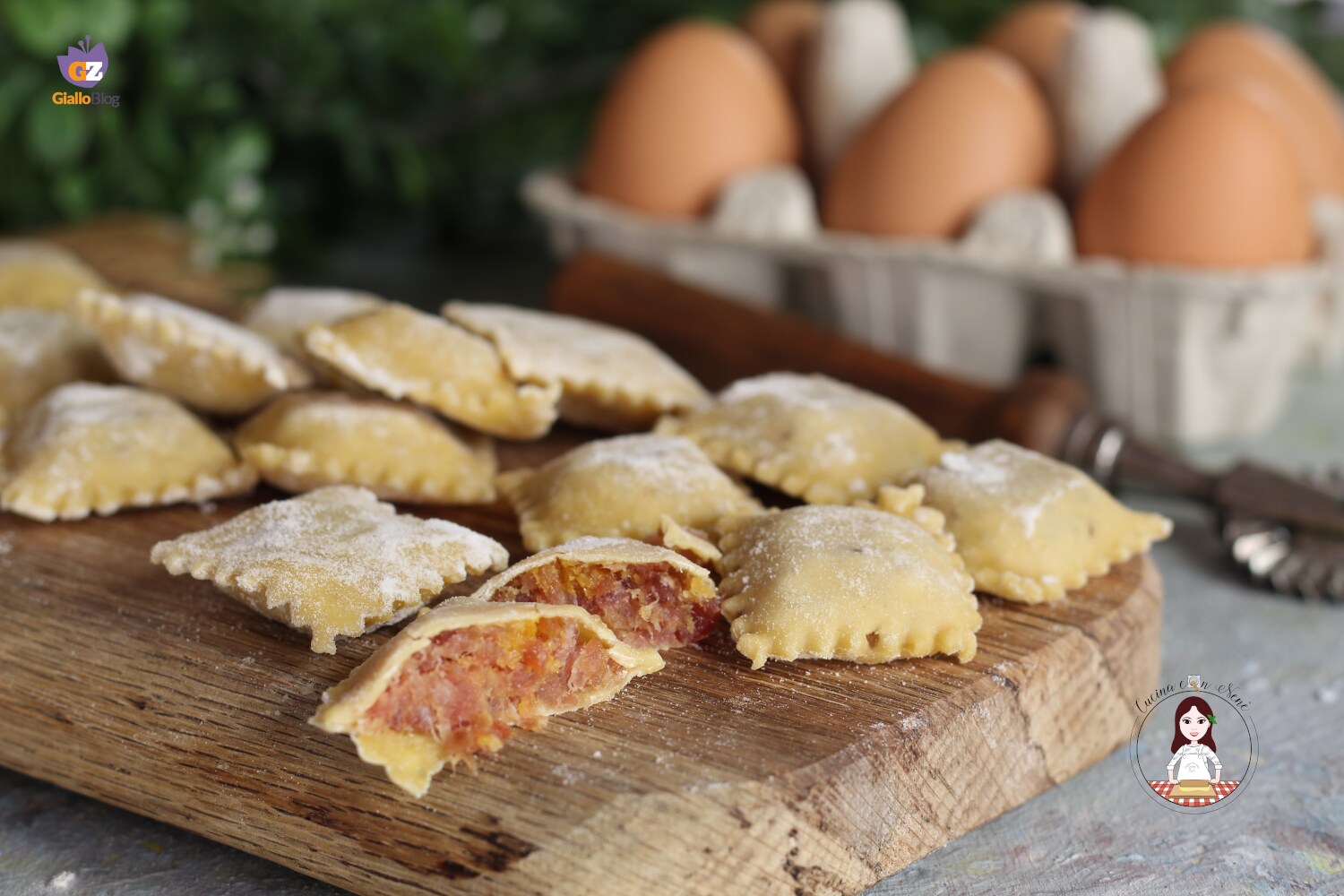 Ravioli con jamón curado