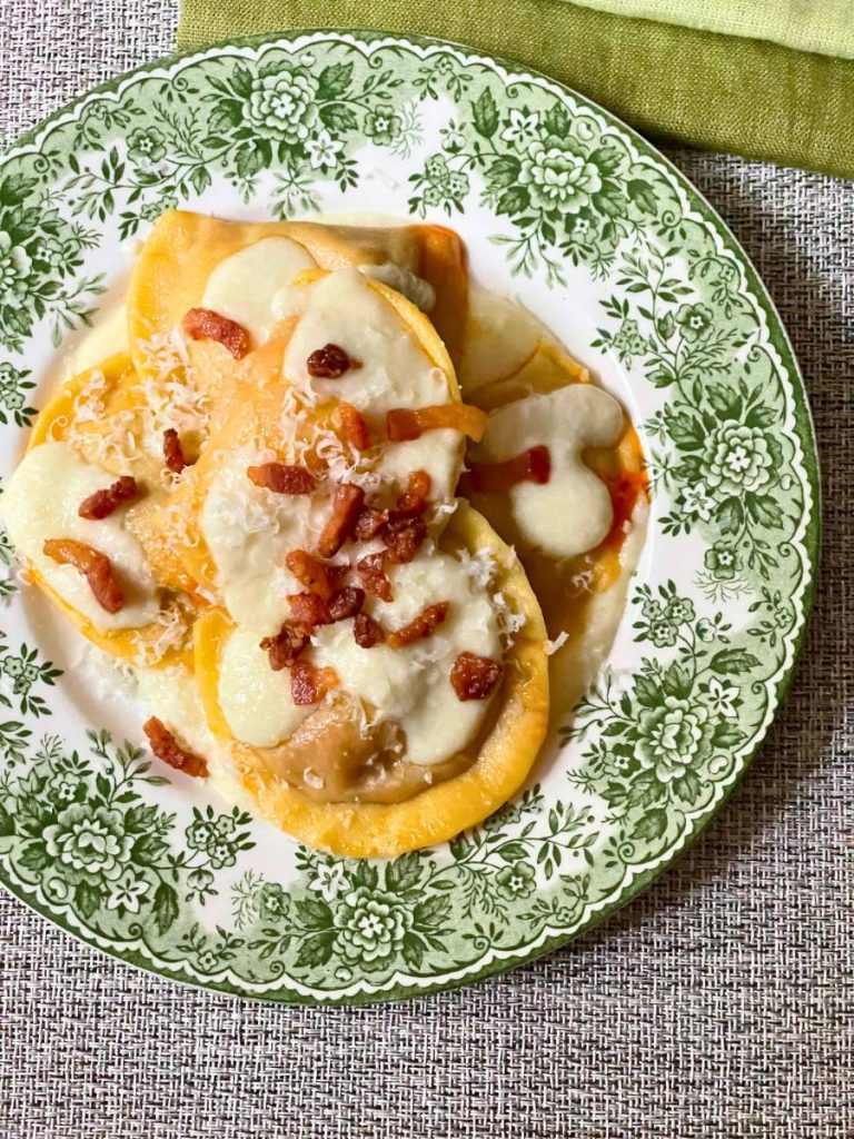 raviolo a la amatriciana líquida