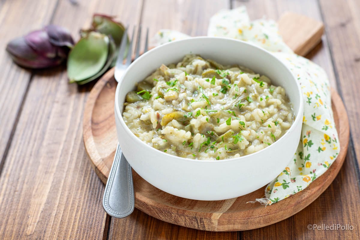 Risotto de alcachofas simple y cremoso