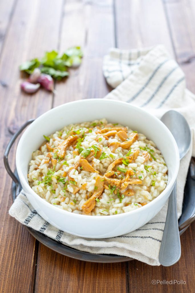 risotto con setas rebozuelos