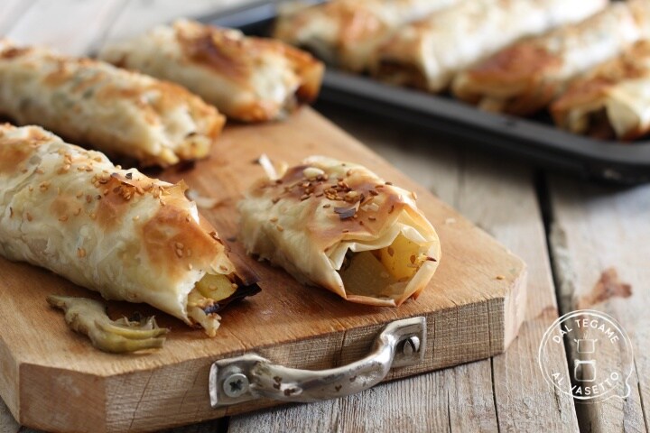 Rollitos de pasta filo al microondas