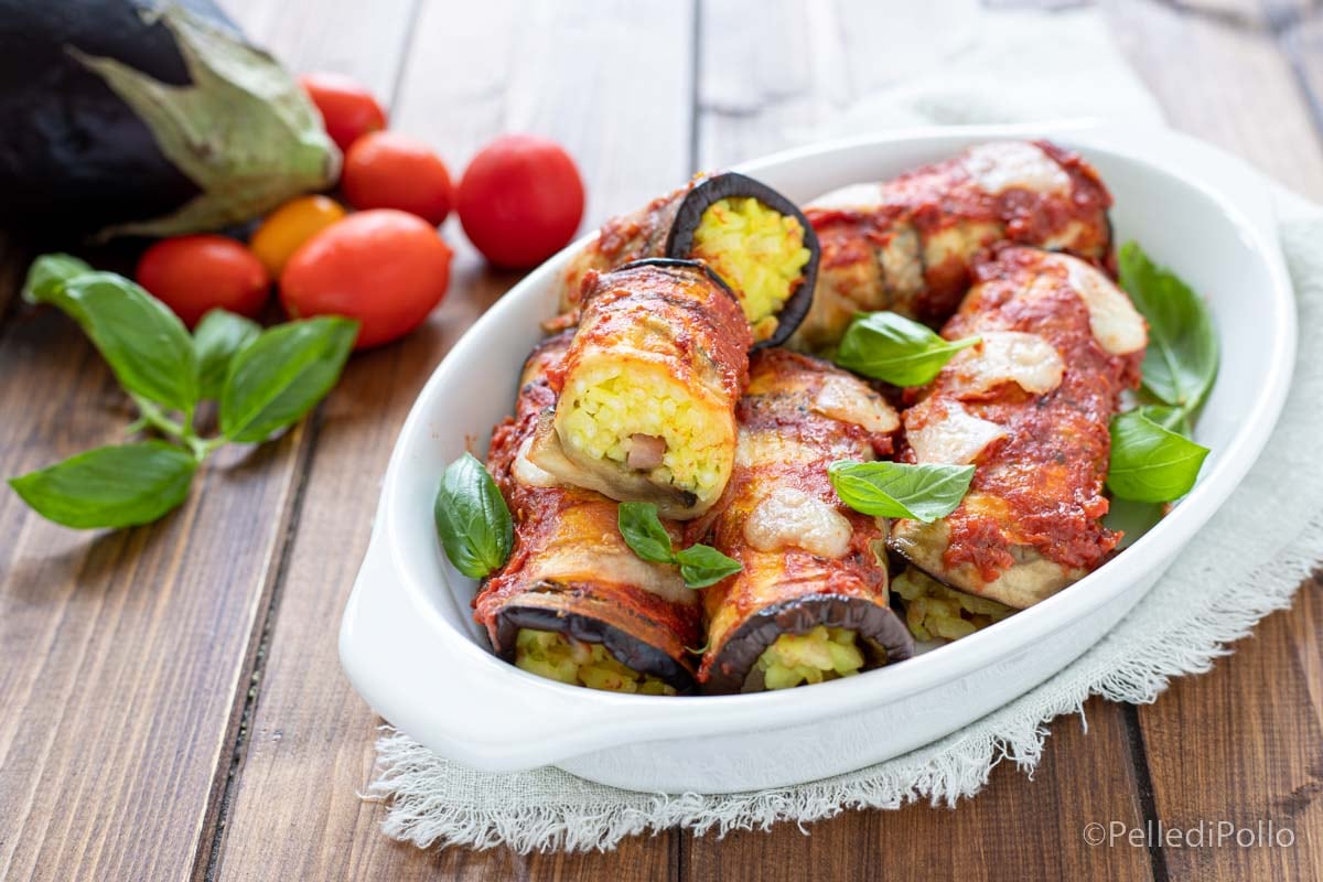 Rollitos de berenjena con arroz