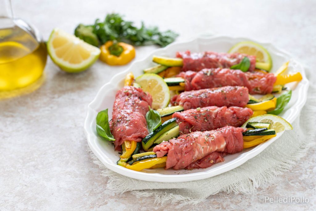 rollitos de carpaccio con verduras
