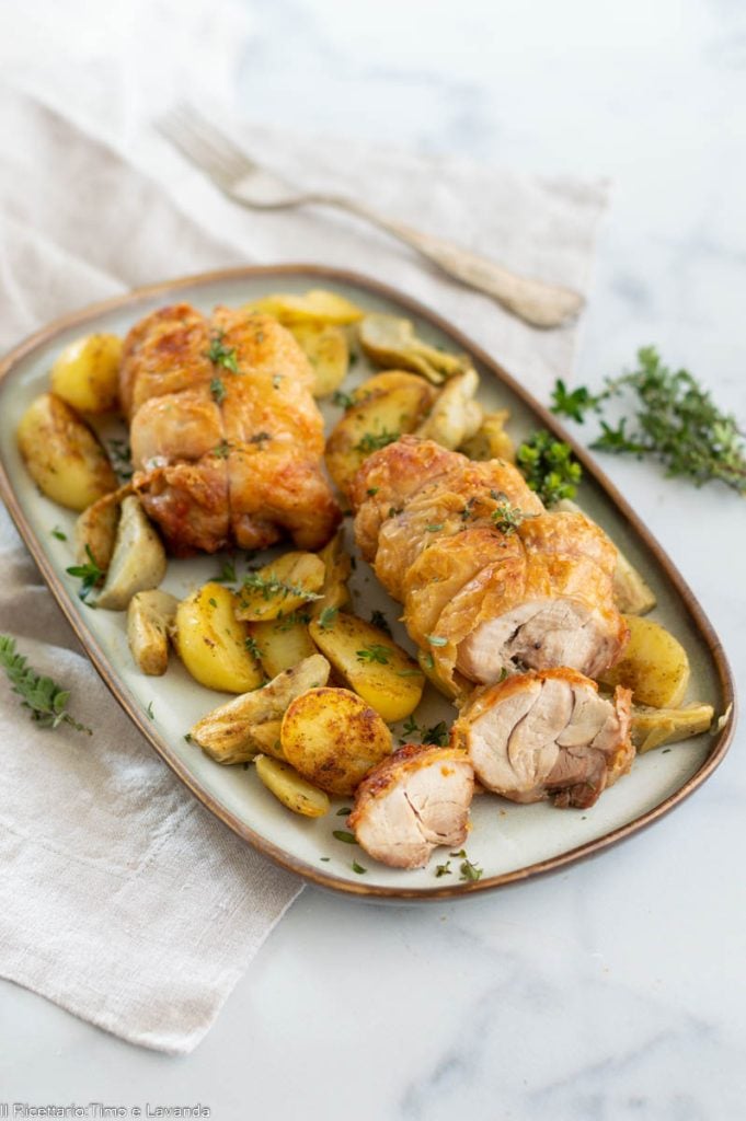 Rollo de pollo en freidora de aire