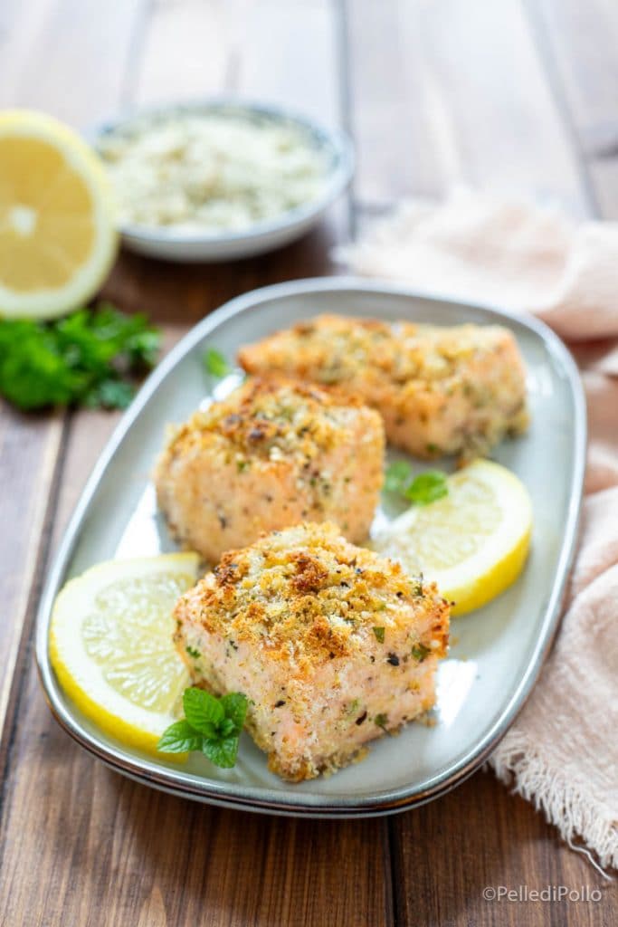 filete de salmón en costra crujiente
